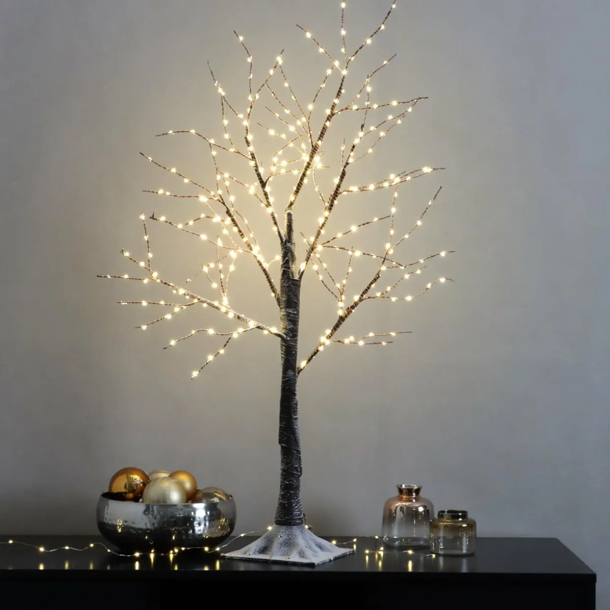 Arbre lumineux 300 Micro LED (H100 cm) Bouleau Cayden Blanc chaud
