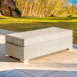 Banquette en résine tressée 2 places Palma Gris et taupe