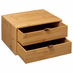 Boite bambou 2 tiroirs (H14 cm) Sury Naturel