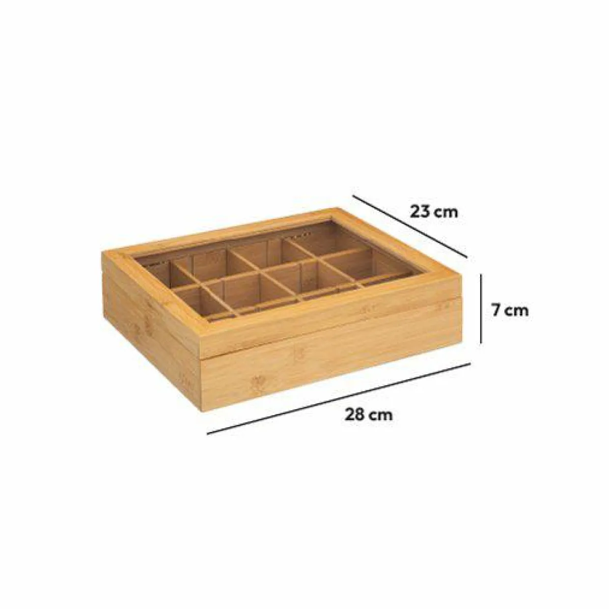 Boite de 12 compartiments amovibles (23 x 28 cm) Bambou Siao