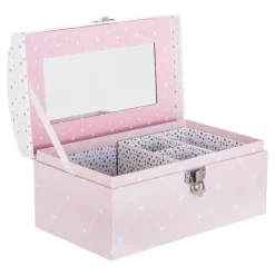 Boîte à bijoux enfant miroir Demoiselle Rose