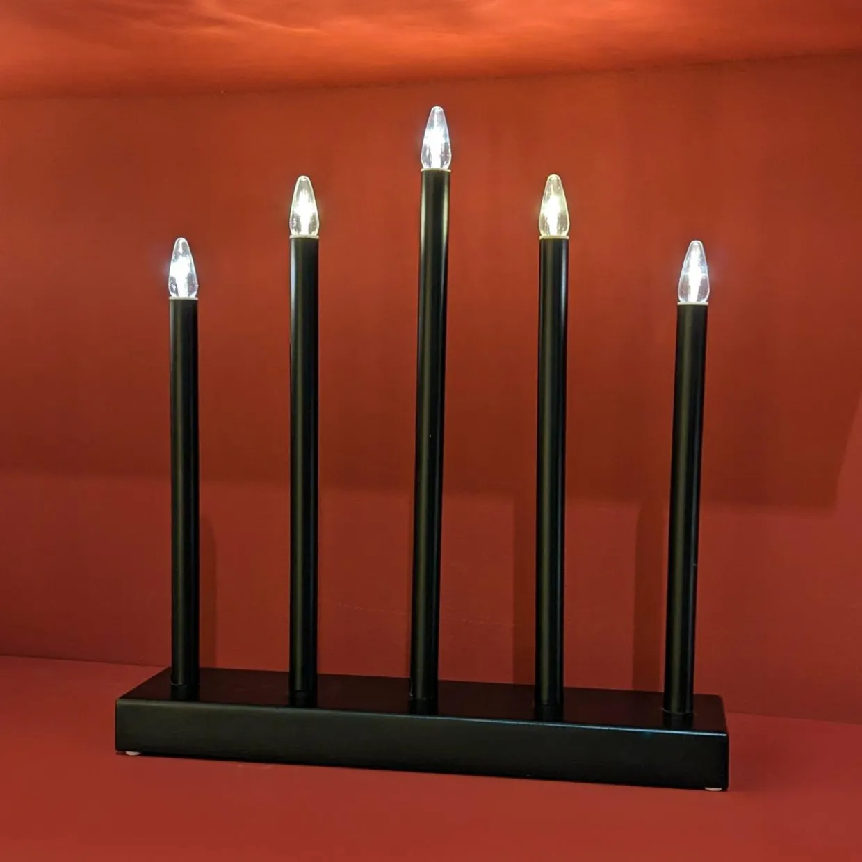 Bougeoir lumineux à piles 5 LED (H40 cm) Christmas Blanc chaud