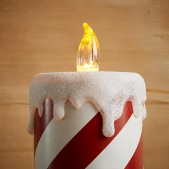 Bougie lumineuse déco LED (H30 cm) Candy Candle Rouge et blanc