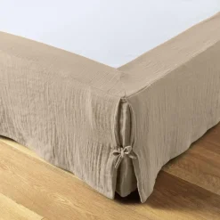 Cache-sommier Gaze de coton (140 x 190 cm) Gaïa Ficelle