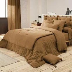 Cache-sommier Gaze de coton (160 x 200 cm) Gaïa Camel