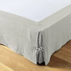 Cache-sommier Gaze de coton (160 x 200 cm) Gaïa Gris nuage