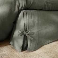 Cache-sommier Gaze de coton (140 x 190 cm) Gaïa Vert romarin