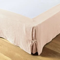Cache-sommier Gaze de coton (140 x 190 cm) Gaïa Rose poudré