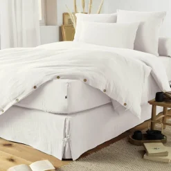 Cache-sommier Gaze de coton (140 x 190 cm) Gaïa Blanc chantilly