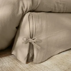 Cache-sommier Gaze de coton (160 x 200 cm) Gaïa Ficelle