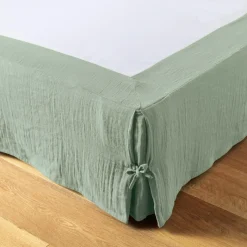 Cache-sommier Gaze de coton (90 x 190 cm) Gaïa Vert eucalyptus