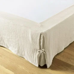 Cache-sommier Gaze de coton (90 x 190 cm) Gaïa Beige pampa