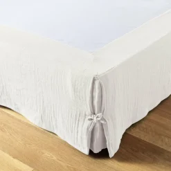 Cache-sommier Gaze de coton (180 x 200 cm) Gaïa Blanc chantilly