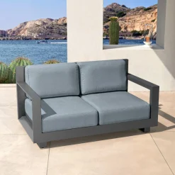 Canapé de jardin en aluminium 2 places Elba Gris anthracite