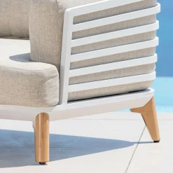 Canapé de jardin en aluminium 3 places Monte Carlo Blanc et taupe