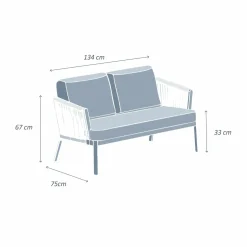 Canapé de jardin en aluminium 2 places Amalfi Blanc et taupe