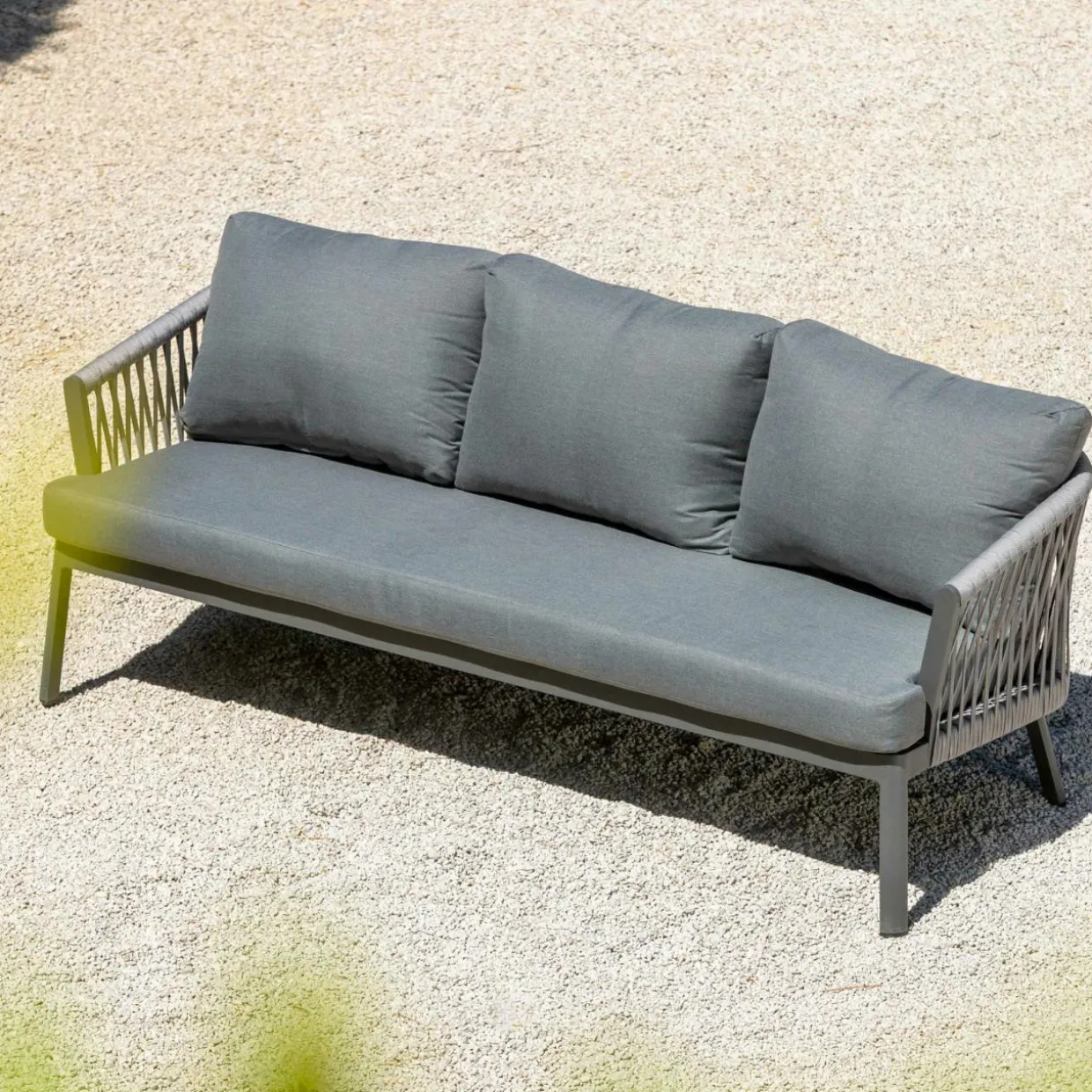 Canapé de jardin en aluminium 3 places Amalfi Gris anthracite