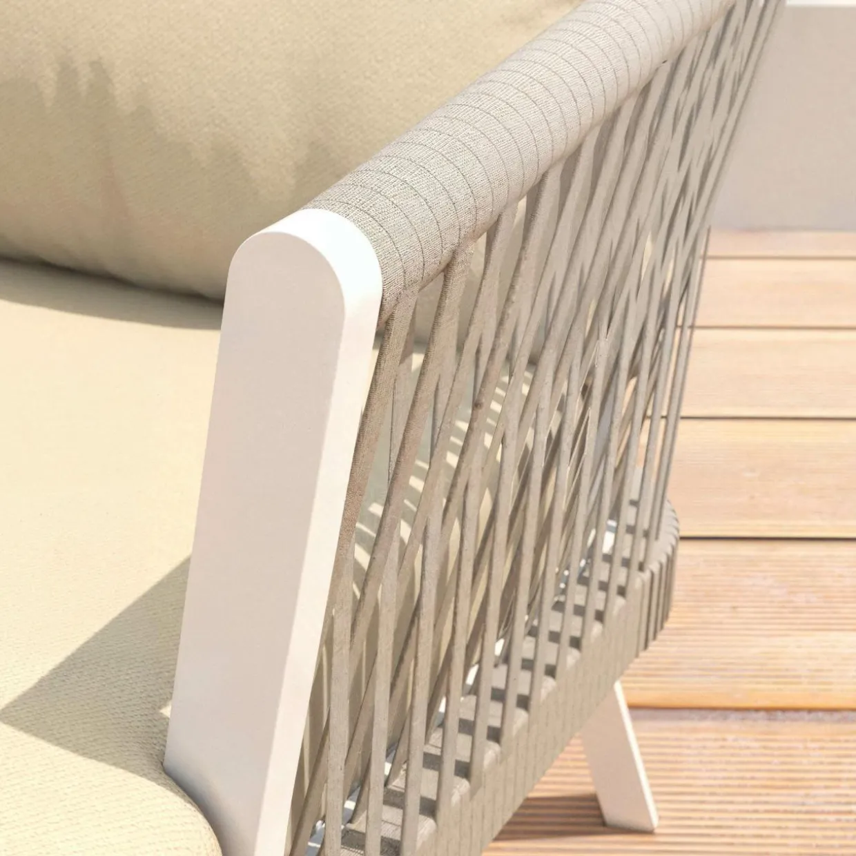 Canapé de jardin en aluminium 2 places Amalfi Blanc et beige
