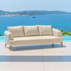 Canapé de jardin en aluminium 3 places Monte Carlo Blanc et beige