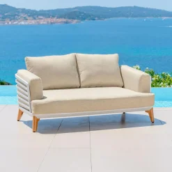 Canapé de jardin en aluminium 2 places Monte Carlo Blanc et beige
