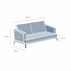 Canapé de jardin en aluminium 2 places Monte Carlo Blanc et beige