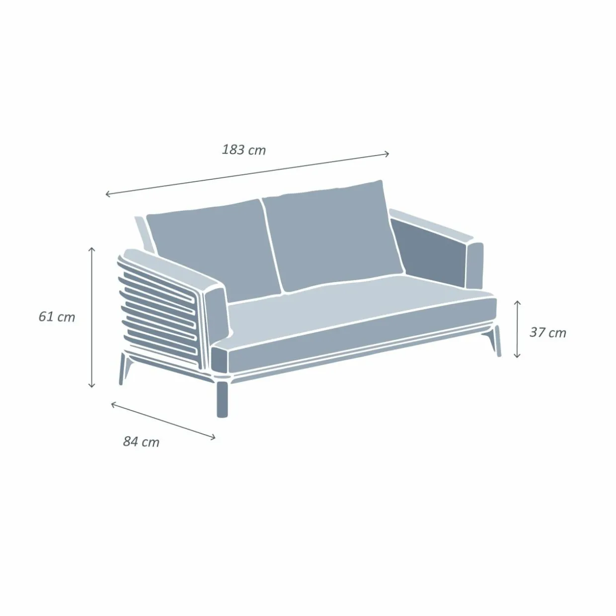 Canapé de jardin en aluminium 2 places Monte Carlo Blanc et beige