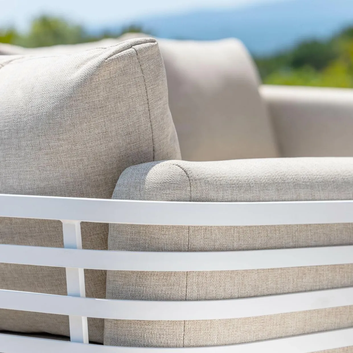 Canapé de jardin en aluminium 2 places Monte Carlo Blanc et taupe