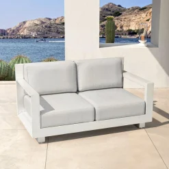 Canapé de jardin en aluminium 2 places Elba Blanc et gris clair