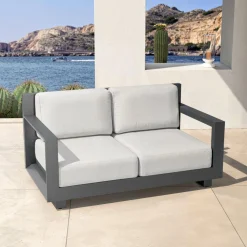 Canapé de jardin en aluminium 2 places Elba Gris anthracite et gris clair