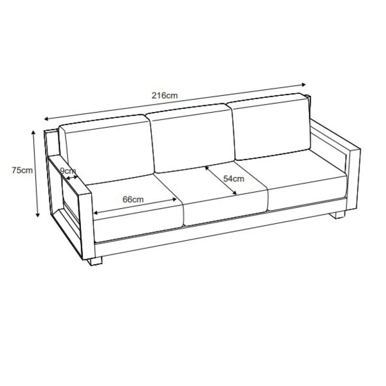 Canapé de jardin en aluminium 3 places Elba Blanc et taupe