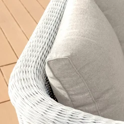 Canapé de jardin en résine tressée 3 places Calvi Blanc et taupe