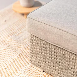 Chauffeuse de jardin en résine tressée Palma Gris et taupe