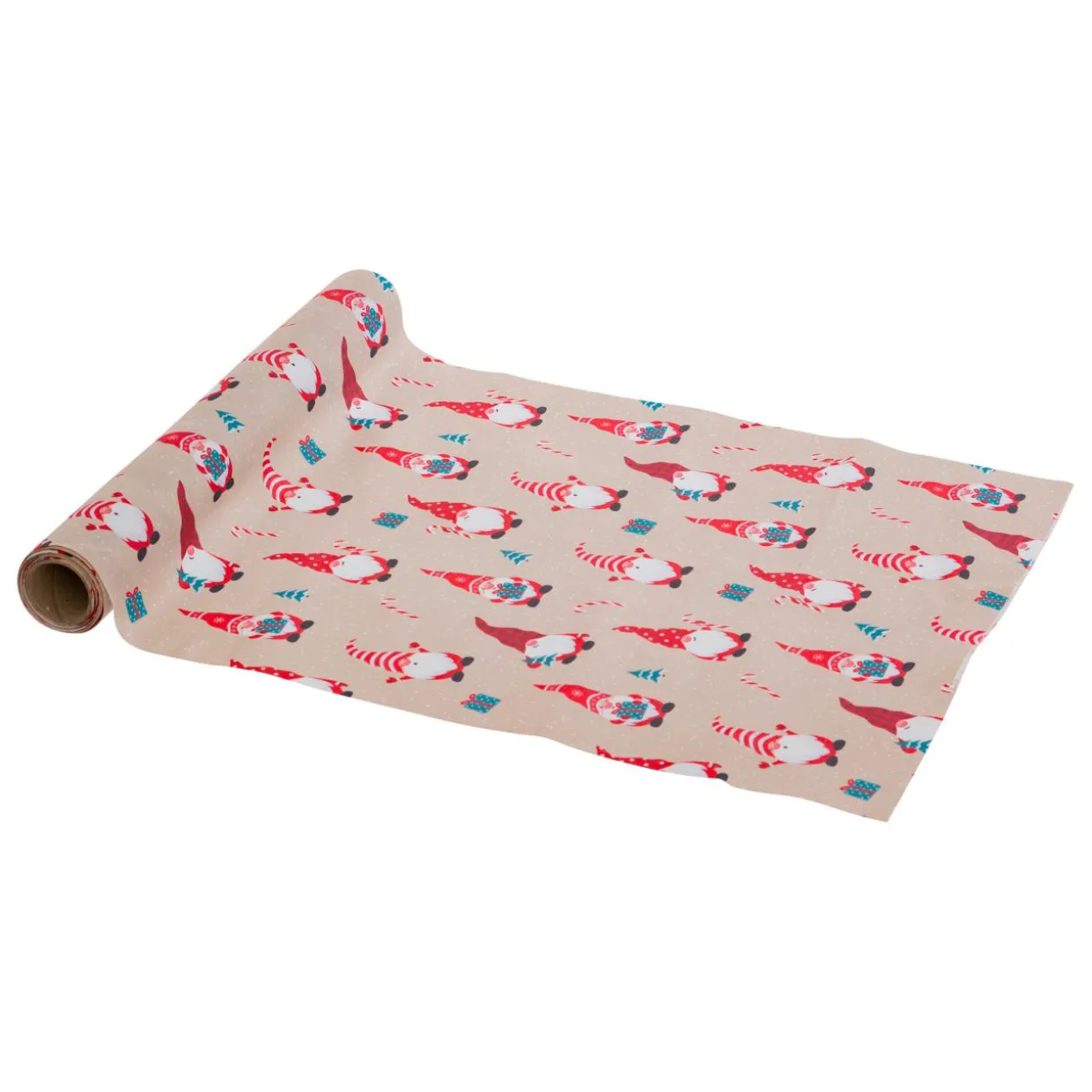 Chemin de table Noël (300 x 28 cm) Lutins de Noël Beige et rouge