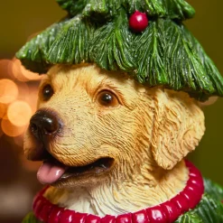 Chien décoratif (H24 cm) Labrador en sapin Vert