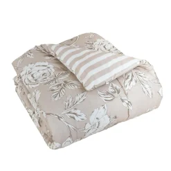 Couette imprimée et une taie d'oreiller coton (140 x 200 cm) Lara Beige