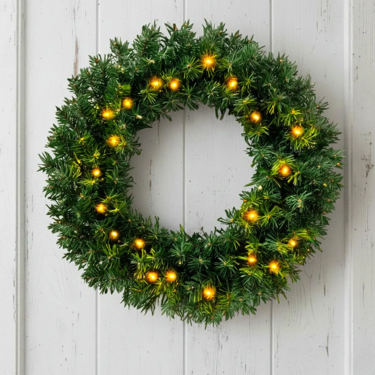 Couronne de Noël lumineuse (D60 cm) Royal Vert et blanc chaud
