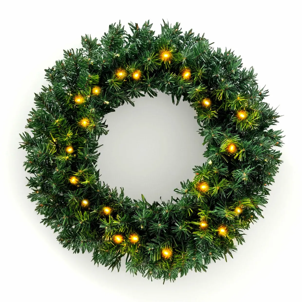 Couronne de Noël lumineuse (D60 cm) Royal Vert et blanc chaud