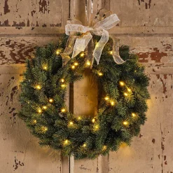 Couronne de Noël lumineuse (D40 cm) Manitoba Blanc chaud
