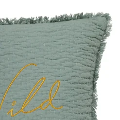 Coussin carré brodé (45 x 45 cm) Wild Vert céladon