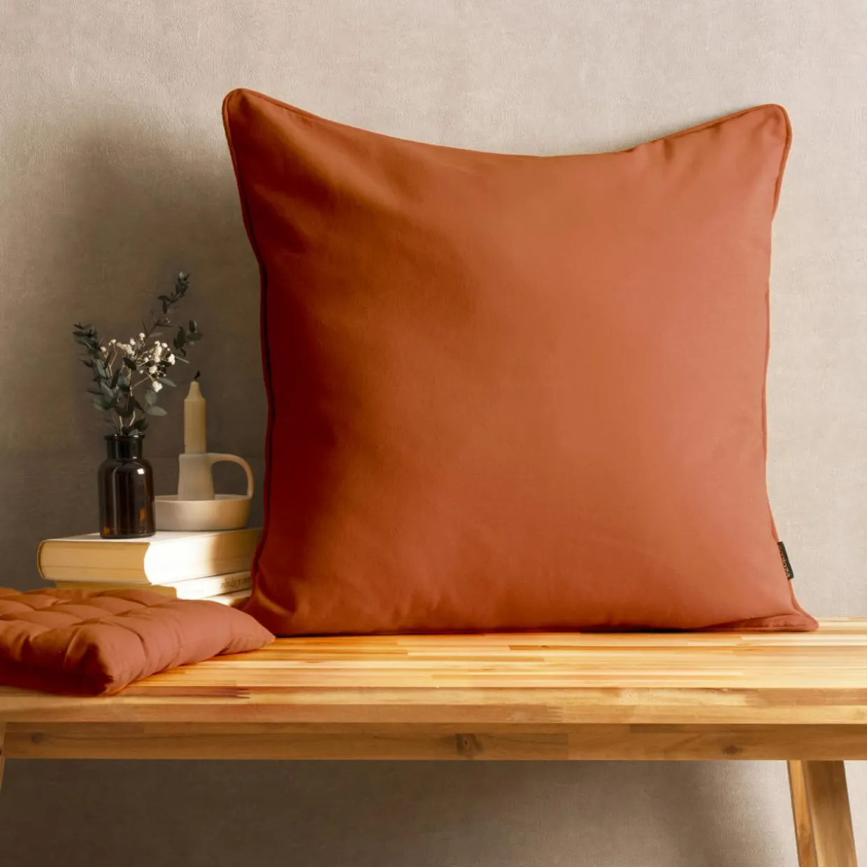 Coussin carré coton (60 x 60 cm) Pixel Terracotta