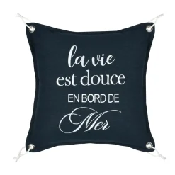 Coussin carré coton (50 x 50 cm) Bordemer Bleu marine