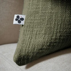 Coussin carré coton (60 x 60 cm) Sixtine Vert romarin