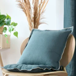 Coussin carré coton (45 x 45 cm) Helios Bleu