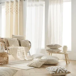 Coussin carré coton tissé (60 x 60 cm) Island Beige