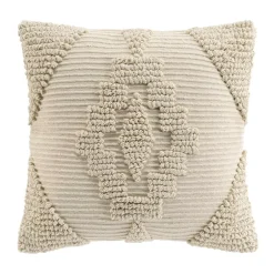 Coussin carré coton tufté (45 x 45 cm) Kamary Ecru