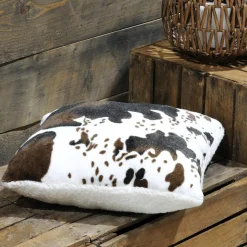Coussin carré fausse fourrure (45 x 45 cm) Vache Brun