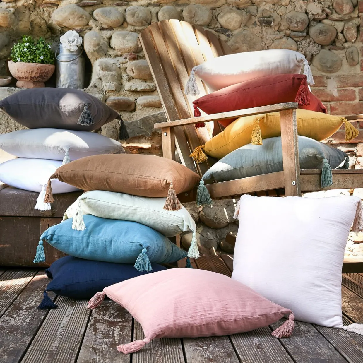 Coussin carré gaze de coton (40 x 40 cm) Gaïa Terracotta