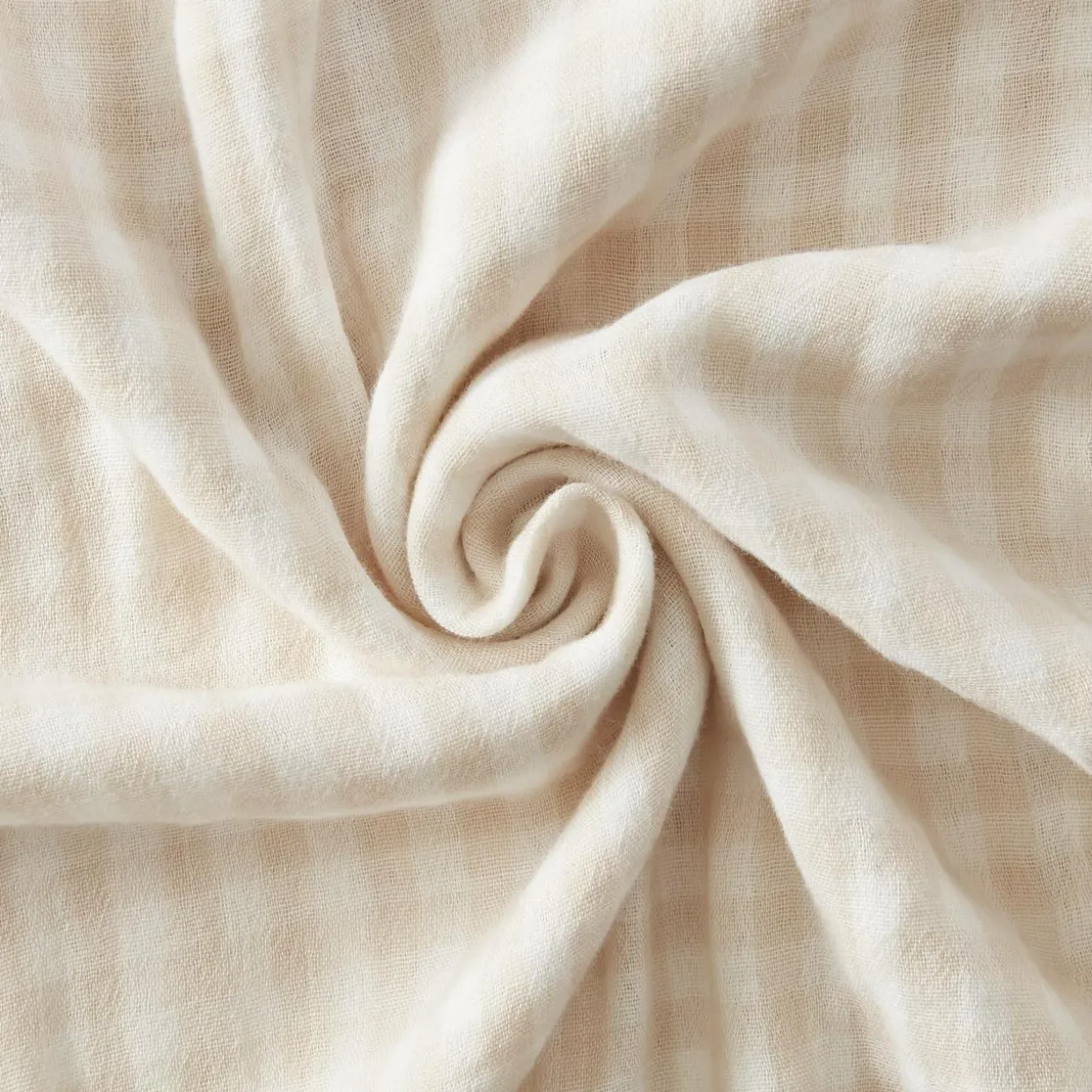 Coussin carré gaze de coton (45 x 45 cm) Gaïa vichy Beige