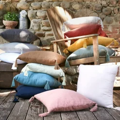 Coussin carré gaze de coton (40 x 40 cm) Gaïa Camel