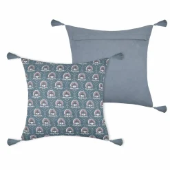 Coussin carré gaze de coton (40 cm) Sunda Bleu indigo